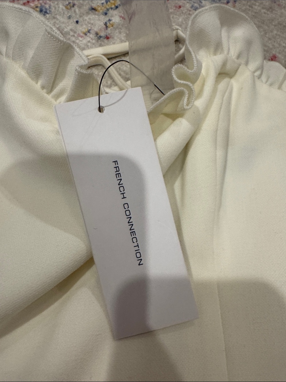 White Ruffle-Trim Mini Dress - Picture 4 of 4